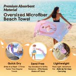 Personalised Cartoon Ballerina Girl Quick Dry Oversized Beach Towel with Initial and Name Beach Party Favor Dance Team Birthday Gift for Ballet Lovers