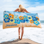 Personalized Tropical Floral Quick-Drying Oversized Beach Towel with Names Travel Essentials Beach Party Holiday Gift for Friends Women