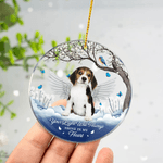 Personalisierte Engelsflügel Wolke Blume Acryl Ornament mit Foto und Text Home Tree Decor Memorial Sympathie Haustier Verlust Geschenk für Tierbesitzer