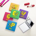 Espejo de maquillaje personalizado  de cuero PU con nombre regalo de boda y cumpleaños para mujeres | Callie × Marsupilami