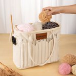 Personlig monogram stor förvaringsväska för garn i canvas med nålfickor och handtag Virka Stickning Tillbehör Födelsedagspresent för hantverksälskare