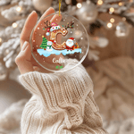 Personalized Snowman Santa Claus Acrylic Glass Ornament with Name and Year Tree Decoration Christmas Gift for Kids Friends