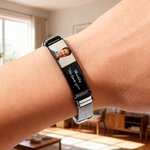 Gepersonaliseerde Verstelbare Armband voor Mannen met Foto en Gegraveerde Tekst Vaderdag Cadeau voor Vader Grootvader Echtgenoot