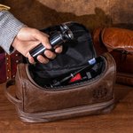 Personlig Crown Shield PU läder Toalettväska för män med initialer och namn Resa Affärsresa Födelsedagspresent för män