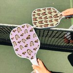 Personalisierte 1-4 Avatar Gesicht Fotos Pickleball Paddel mit Pickleball und Tasche Wettbewerb Tag Geburtstagsgeschenk für Pickleball Spieler