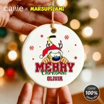 Personalized Long Tailed Marsupilami Merry Christmas Ceramic Ornament with Name Christmas Gift for Family Friend | Callie × Marsupilami®