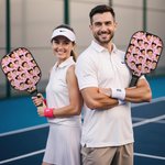 Personalisierte 1-4 Avatar Gesicht Fotos Pickleball Paddel mit Pickleball und Tasche Wettbewerb Tag Geburtstagsgeschenk für Pickleball Spieler