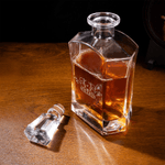 Personalised Vintage Emblem Whiskey Decanter Glass with Engraved Initial and Name Birthday Anniversary Gift for Men Whiskey Lovers