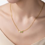 Personalized Double Birthstone Sterling Silver Infinity Necklace Dainty Jewelry Valentine's Day Birthday Gift for Couple Friend Women