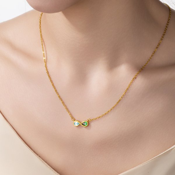 Personalized Double Birthstone Sterling Silver Infinity Necklace Dainty Jewelry Valentine's Day Birthday Gift for Couple Friend Women