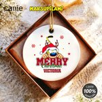 Personalized Long Tailed Marsupilami Merry Christmas Ceramic Ornament with Name Christmas Gift for Family Friend | Callie × Marsupilami®