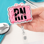 Personalised Bow Cloud Shape Acrylic Badge Reel with Name and Job Title Appreciation Nurse Week Valentine's Day Gift for Doctor Nurse Medical Staff