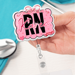 Bobina portabadge in acrilico a forma di nuvola con nome e titolo di lavoro, regalo di San Valentino per il personale medico e infermieristico.