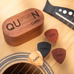 Personalized Guitar Chords Design Wooden Magnetic Guitar Pick Storage Box Set with Name and Word Birthday Gift for Musician Guitar Player