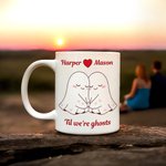 Personalised Cartoon Couple Ghosts 11 oz 15 oz Ceramic Mug with Names Daily Use Valentine's Day Birthday Anniversary Gift for Couple