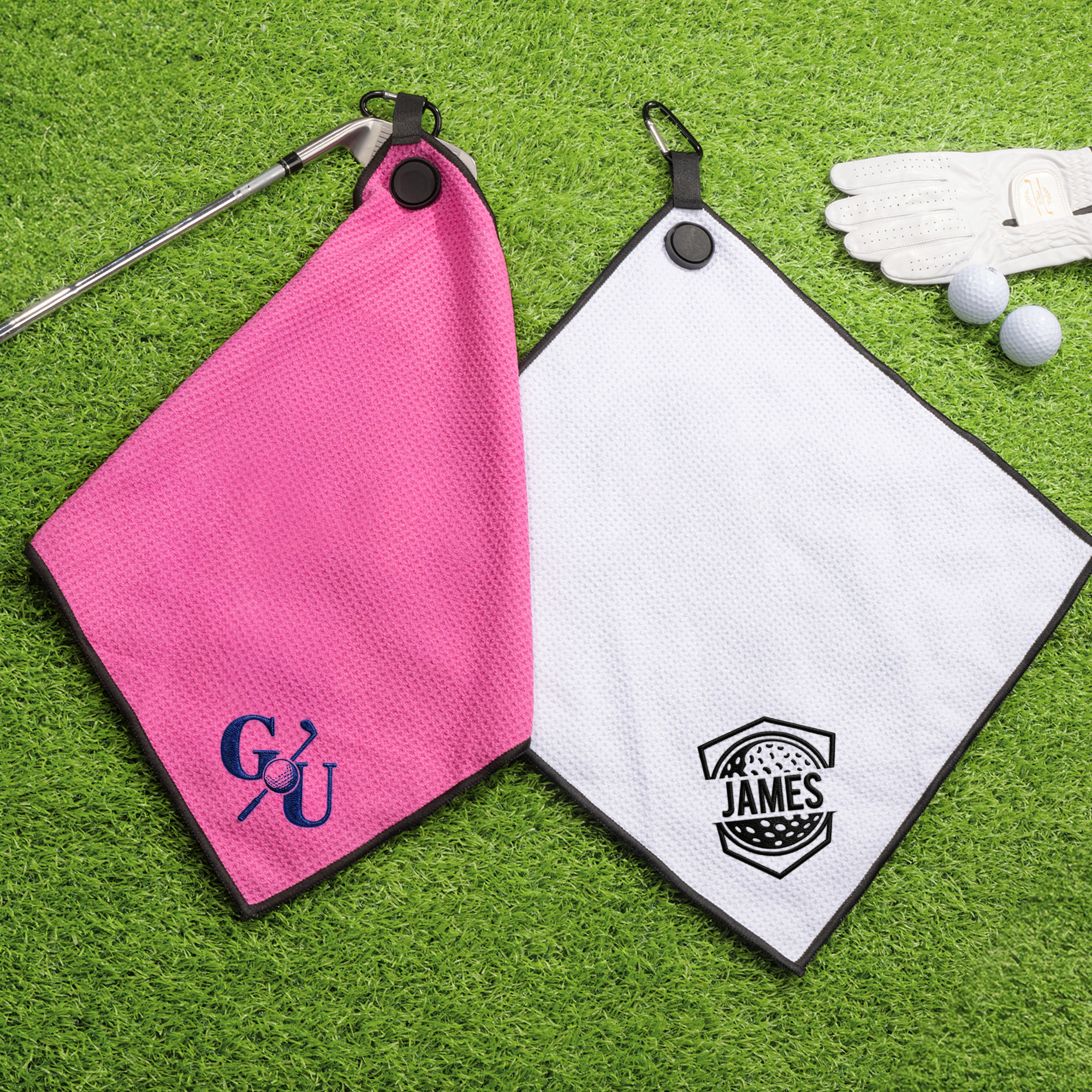 Serviette de sport gaufrée magnétique avec pince suspendue pour l'entraînement quotidien Cadeau pour les joueurs de golf