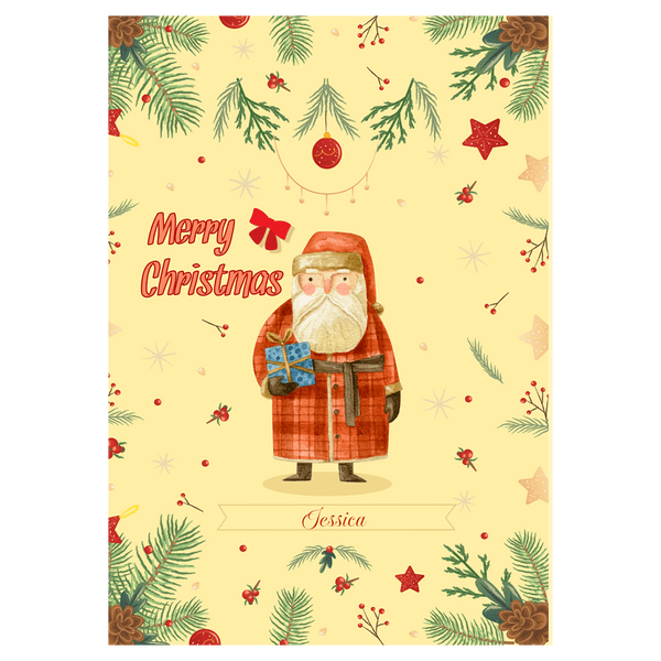 Santa Holding Gift Box Christmas Ecard