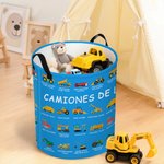 Cesto de lavandería personalizado con camión excavadora y bulldozer impermeable regalo de cumpleaños para niños y amantes de los camiones