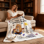 Personalised Reading Cartoon Character Birth Flower Soft Throw Blanket with Name Daily Use Graduation Birthday Gift for Book Lover Bookworm Her