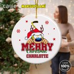 Personalized Long Tailed Marsupilami Merry Christmas Ceramic Ornament with Name Christmas Gift for Family Friend | Callie × Marsupilami®