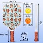 Personalisierte 1-4 Avatar Gesicht Fotos Pickleball Paddel mit Pickleball und Tasche Wettbewerb Tag Geburtstagsgeschenk für Pickleball Spieler