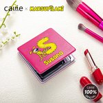Espejo de maquillaje personalizado  de cuero PU con nombre regalo de boda y cumpleaños para mujeres | Callie × Marsupilami