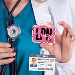 Personalised Bow Cloud Shape Acrylic Badge Reel with Name and Job Title Appreciation Nurse Week Valentine's Day Gift for Doctor Nurse Medical Staff