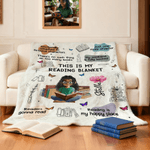 Personalised Reading Cartoon Character Birth Flower Soft Throw Blanket with Name Daily Use Graduation Birthday Gift for Book Lover Bookworm Her