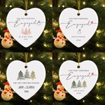 Personalized Our First Christmas Engaged Heart Round Ceramic Ornament with Name Tree Decor Christmas Gift for Couple