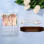 Personalized BESTIE 1-4 Photos Acrylic LED Night Light with Text and Wooden Base Birthday Anniversary Gift for Besties
