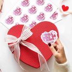 Personalized Heart Shape Romantic Pink Stickers with Name Daily Use Valentine's Day Gifts for Couples Wives
