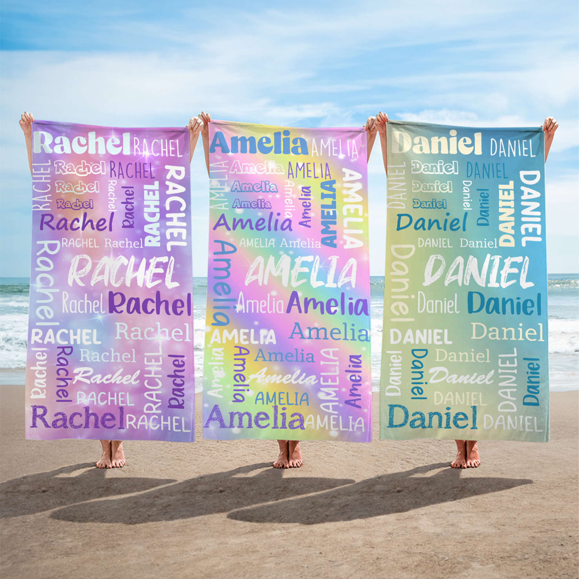 Serviette de plage surdimensionnée à séchage rapide avec nom Cadeau d'anniversaire pour enfants Adultes