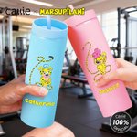 Personalized Long-Tailed Leopard Marsupilami 16 oz Skinny Tumbler with Name Birthday Gift for Friend Family | Callie × Marsupilami®