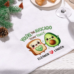 Personalized Cute Food Pattern Super Absorbent Waffle Tea Towel with Name Kitchen Decor Anniversary Valentine's Day Gift for Couple