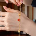 Personalized Constellation Birthstone Initial Heart Pendants Bracelet Daily Use Anniversary Birthday Gift for Woman Friend Girlfriend