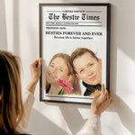 Personalised The Besties Times Newspaper Design Photo Canvas Painting with Text Home Decor Birthday Gift for Best Friend
