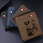 Portefeuille en Cuir Personnalisé avec Photo et Gravure Cadeau d'Anniversaire Fête des Père Saint-Valentin pour Hommes