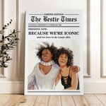 Personalised The Besties Times Newspaper Design Photo Canvas Painting with Text Home Decor Birthday Gift for Best Friend