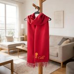 Personalized Super Soft Warm Scarf Shawl with Embroidered Birth Flower and Text Fashion Accessory Birthday Christmas Gift for Couple Family