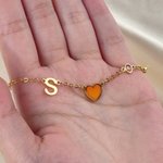 Personalized Constellation Birthstone Initial Heart Pendants Bracelet Daily Use Anniversary Birthday Gift for Woman Friend Girlfriend