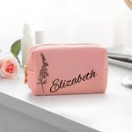Borsa per il trucco personalizzata di grande capacità in pelle con nome, regalo di matrimonio e compleanno per lei