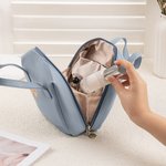 Borsa da trucco portatile in pelle con manico e scomparti multipli accessorio da viaggio regalo di compleanno per donne e ragazze