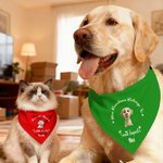 Personalized Christmas Plaid 3D Cute Cartoon Dog Cat Adjustable Pet Bandana with Name and Text Birthday Gift for Pet Owners