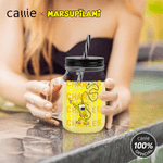 Personalized Cute Tail-Bouncing Marsupilami 16 oz Mason Jar with Handle Lid and Name Birthday Gift for Family Friends | Callie × Marsupilami®