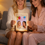 Personalized Photo LED Acrylic Night Light with Name Year and Wooden Base Home Decor Birthday Valentine's Day Gift for Best Friend Couple