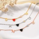 Personalized Constellation Birthstone Initial Heart Pendants Bracelet Daily Use Anniversary Birthday Gift for Woman Friend Girlfriend