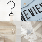 Personalized Portable Multi-Compartment PU Leather Travel Toiletry Bag with Name and Initial Birthday Wedding Gift for Women