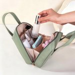 Personalized Birth Flower Gemstone PU Leather Makeup Bag with Name and Handle Travel Anniversary Birthday Gift for Women