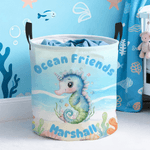Personalized Cute Cartoon Marine Animal Storage Basket with Name Toy Organizer Birthday Gift for Kids Parents