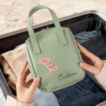 Borsa da trucco portatile in pelle con manico e scomparti multipli accessorio da viaggio regalo di compleanno per donne e ragazze